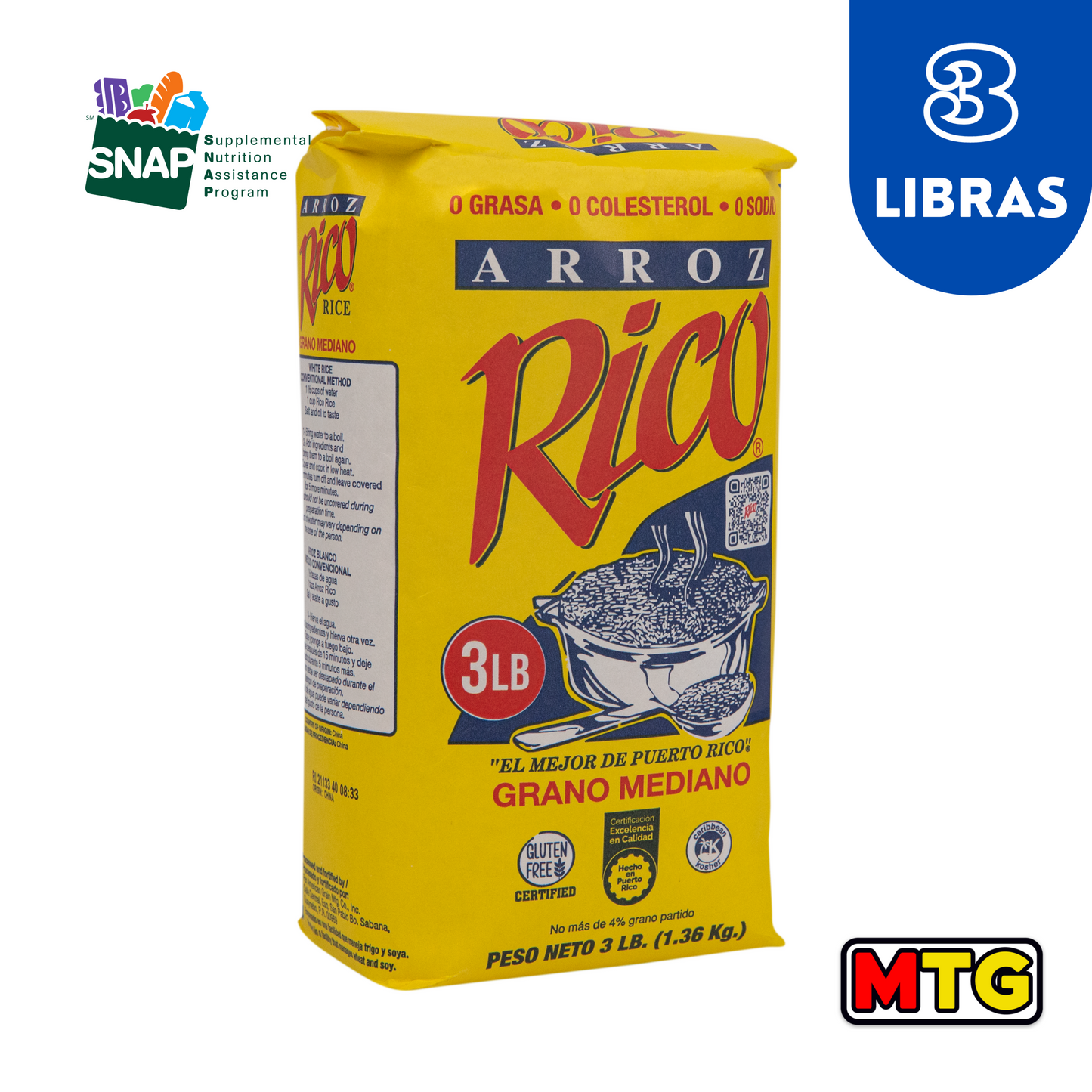 Arroz Rico - Paquete de 3Lbs