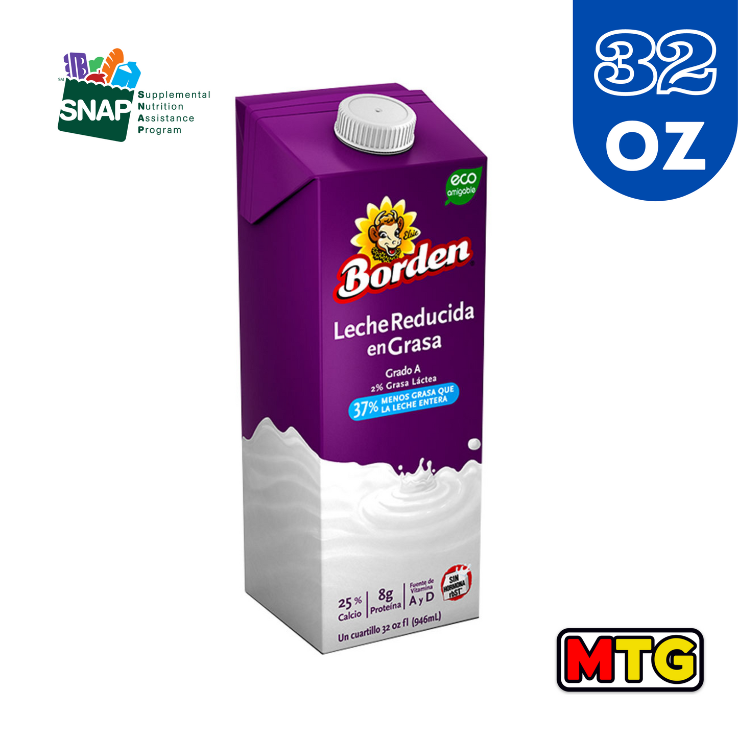 Leche UHT Grado A - Borden 2% 32oz