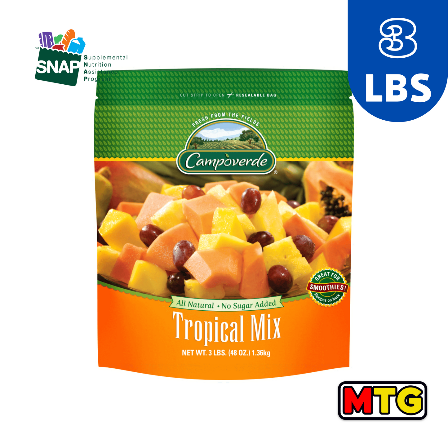 Campo Verde - Tropical Mix 3Lbs (Mango, Uva, Piña, Papaya)