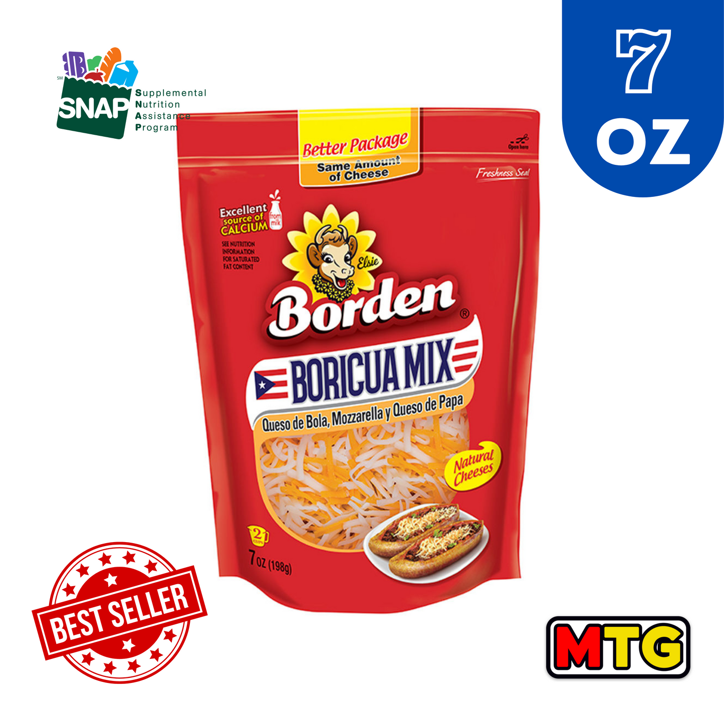 Queso Borden - Rallado 7oz (Boricua Mix)