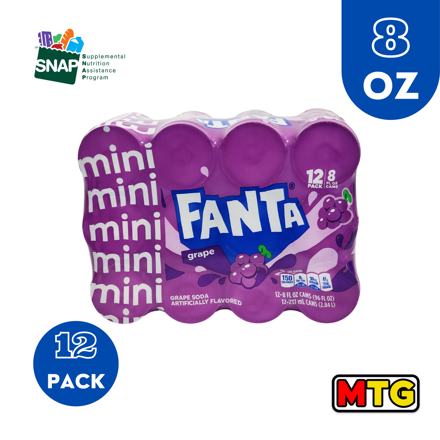 Refresco Fanta - Uva Mini 8oz (Caja 12 latas)