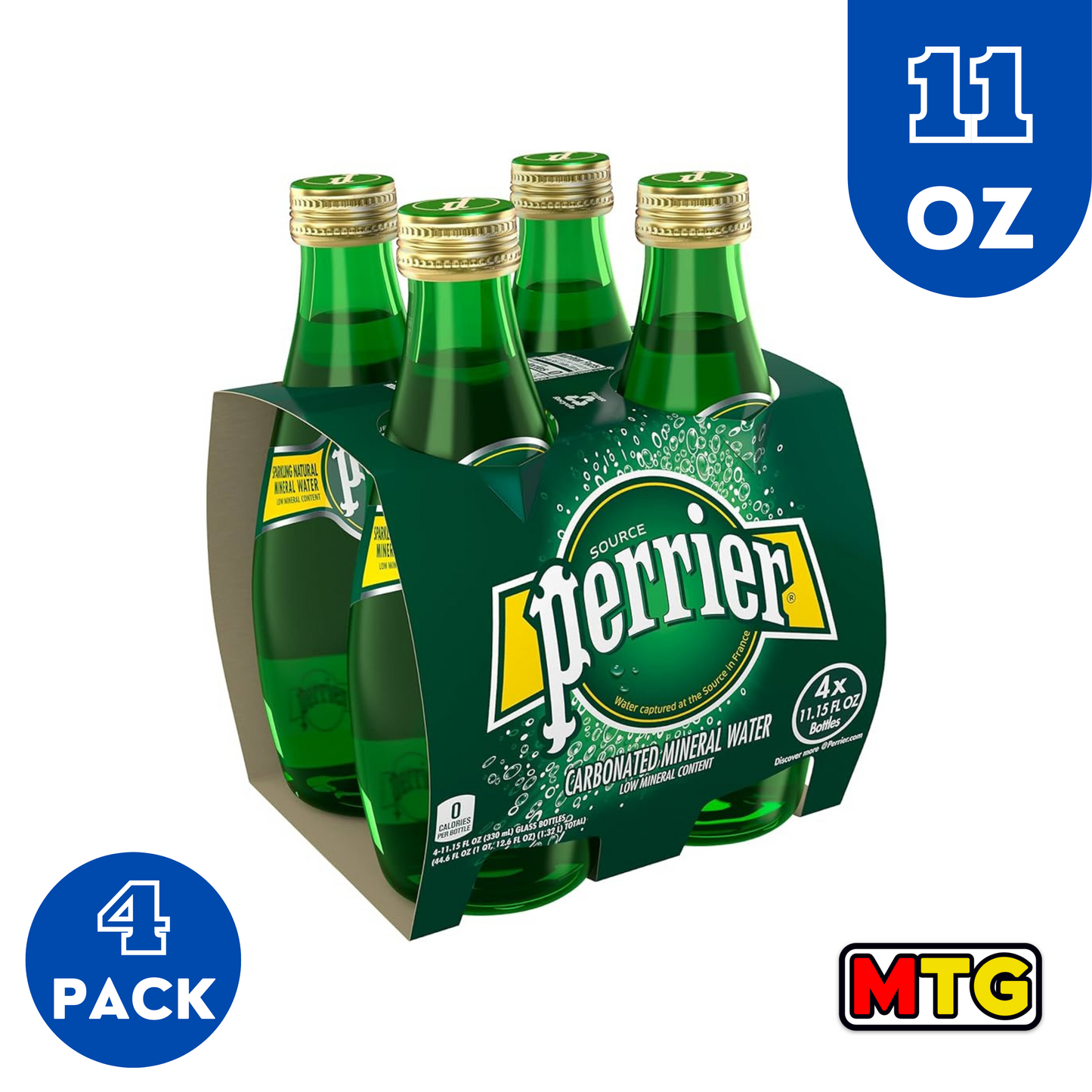Perrier - Agua Carbonatada Mineral 11oz (4 Pack)