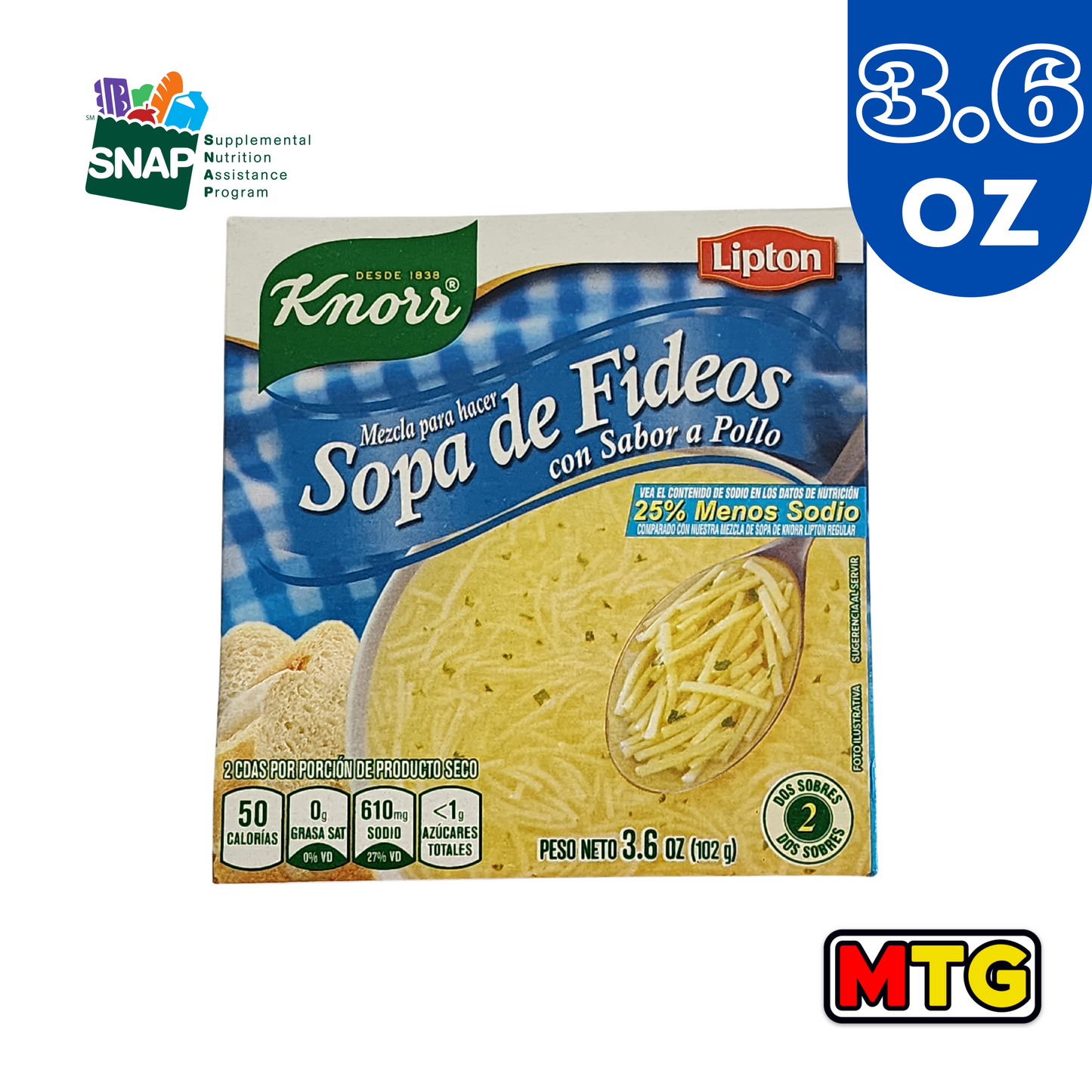 Sopas de Fideos - Lipton 25% Menos Sal (2 Sobres)