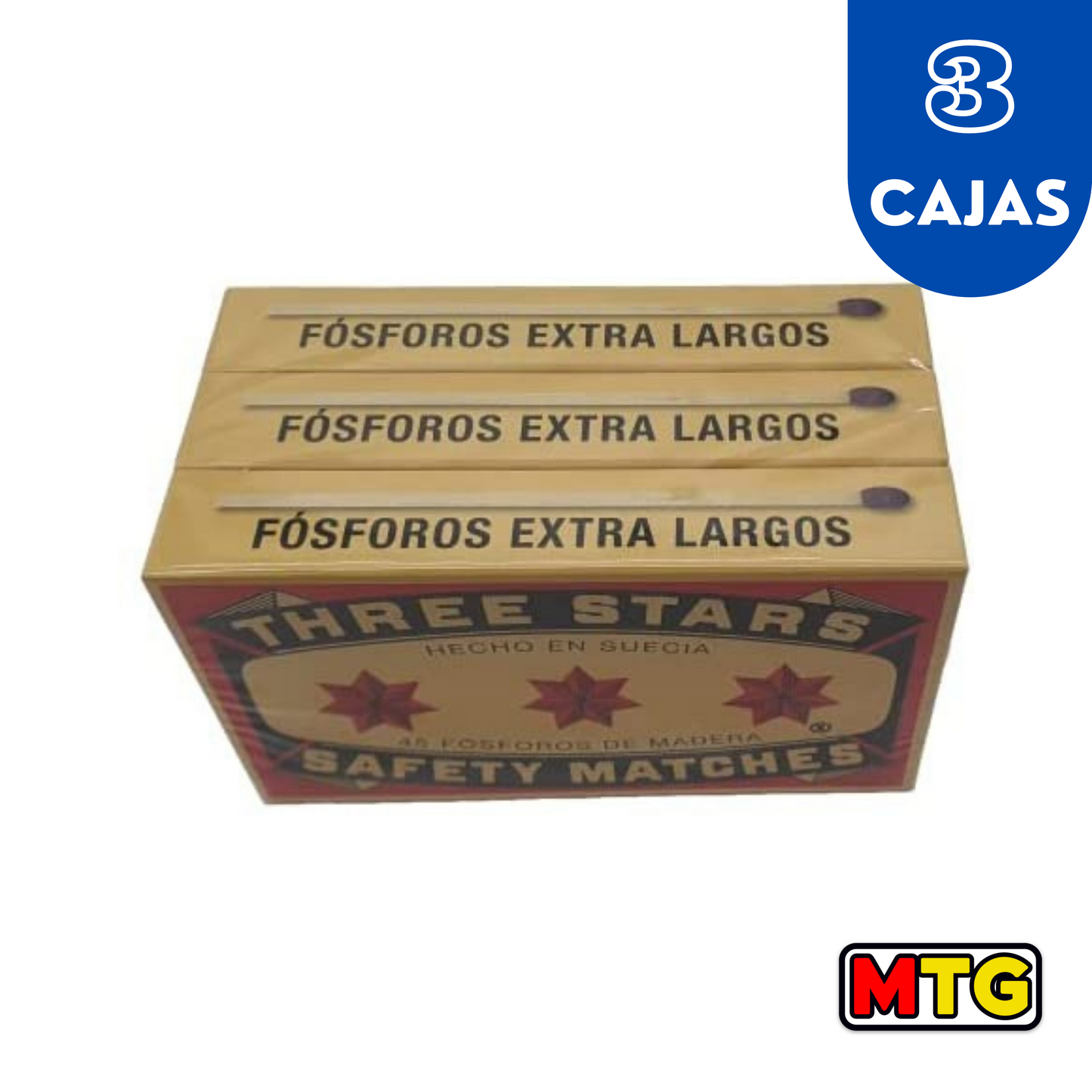Three Stars - Fosforos Extra Largos (Paquete de 3)