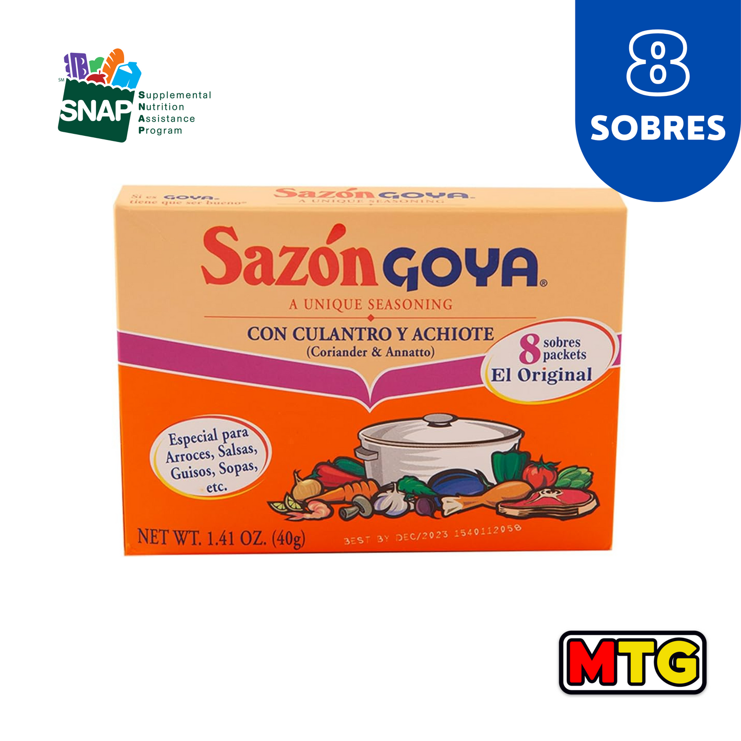 Sazon con Culantro y Achiote - Goya (8 Sobres)