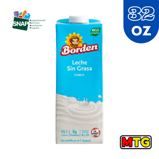 Leche UHT Grado A - Borden Sin Grasa 32oz