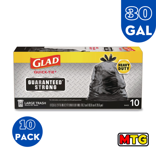 Glad Quik Tie Bags - Bolsas de Basura 30Gal (10 Bolsas)