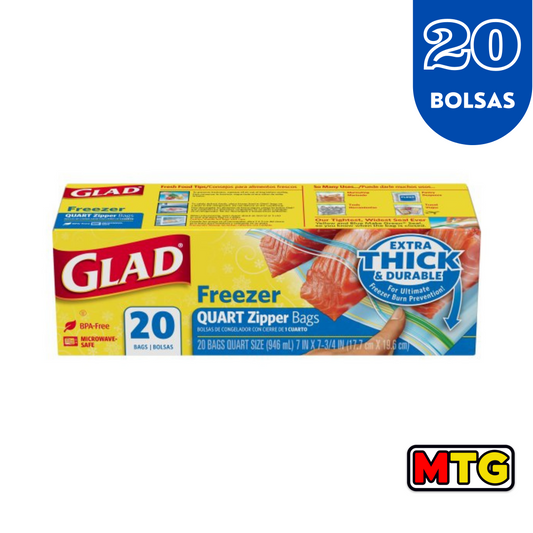 Glad - Freezer Quart Zipper Bags 20