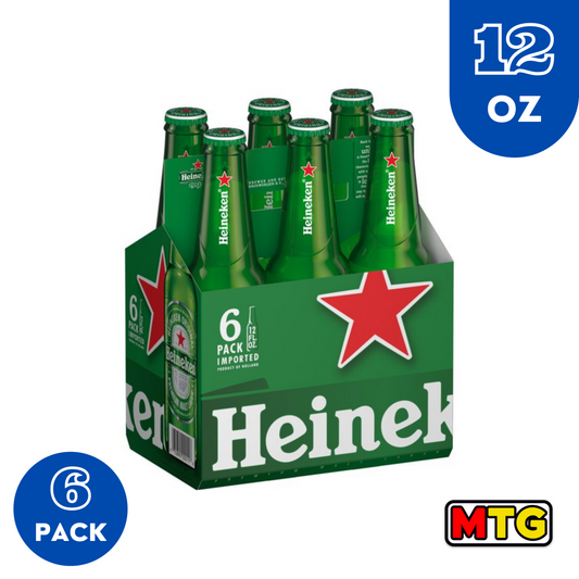 Cervezas Heineken - Botella 12oz (6 Pack)